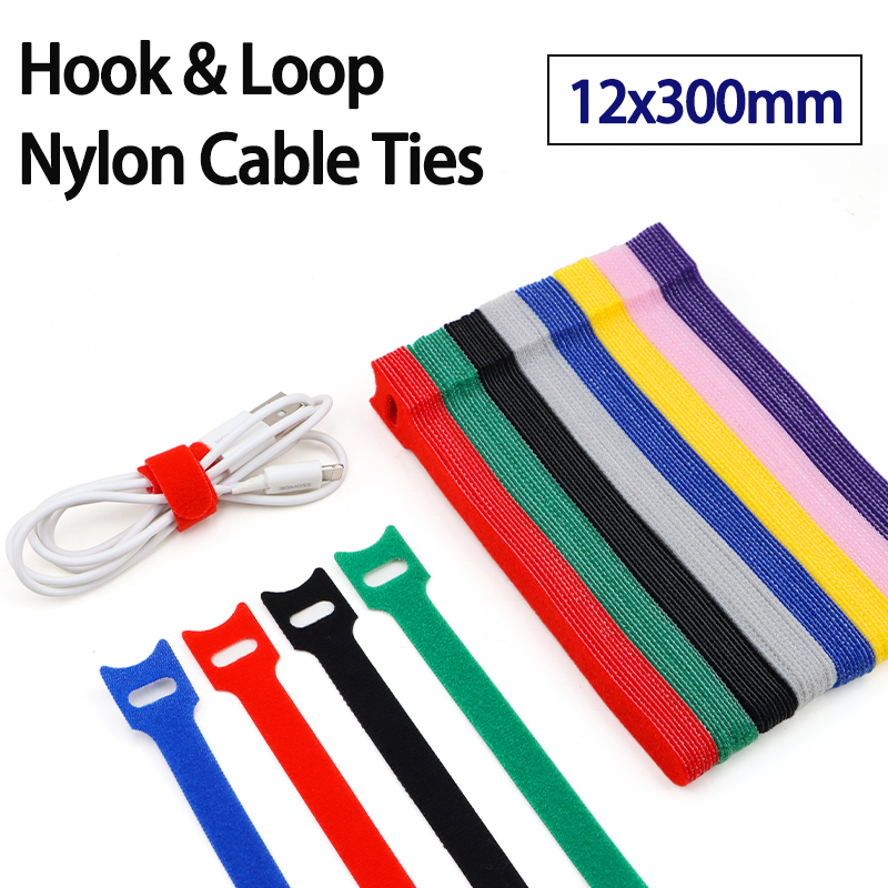 Gear Tie Reusable - 50/100pcs T-Type 12x300mm Hook & Loop