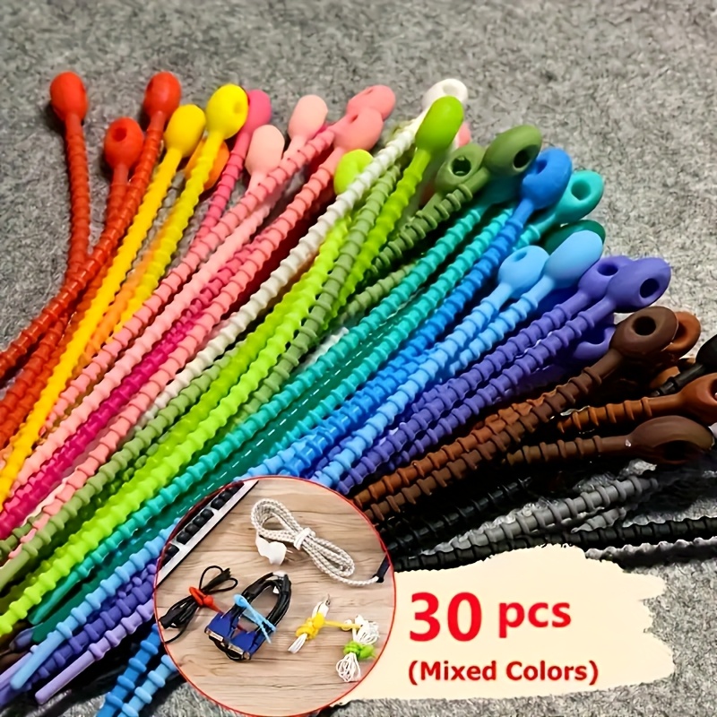 Gear Tie Reusable - Silicone Cable Ties, 30PCS Reusable Cord