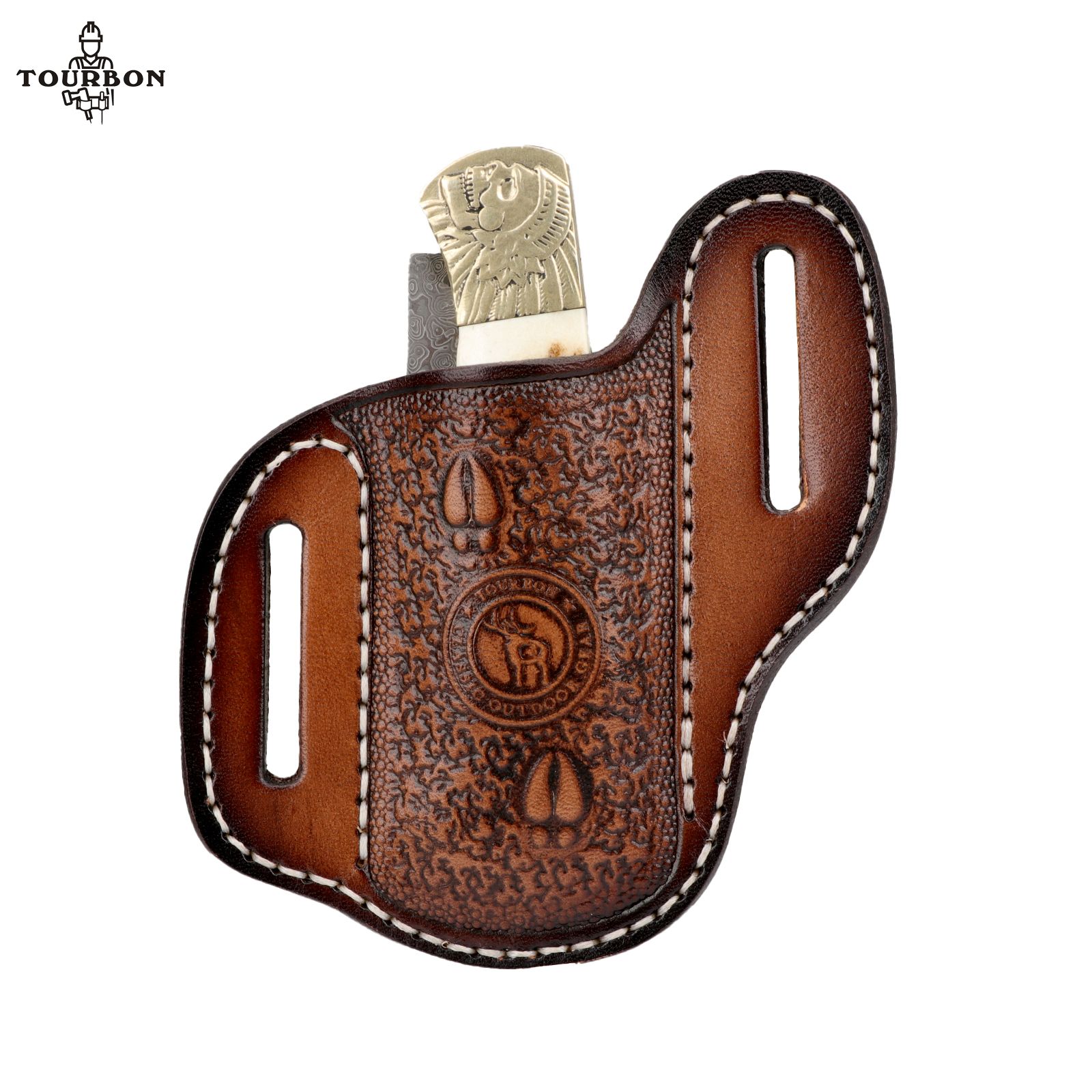Edc Able Carry - Tourbon Carve Leather Folding Knife Sheath