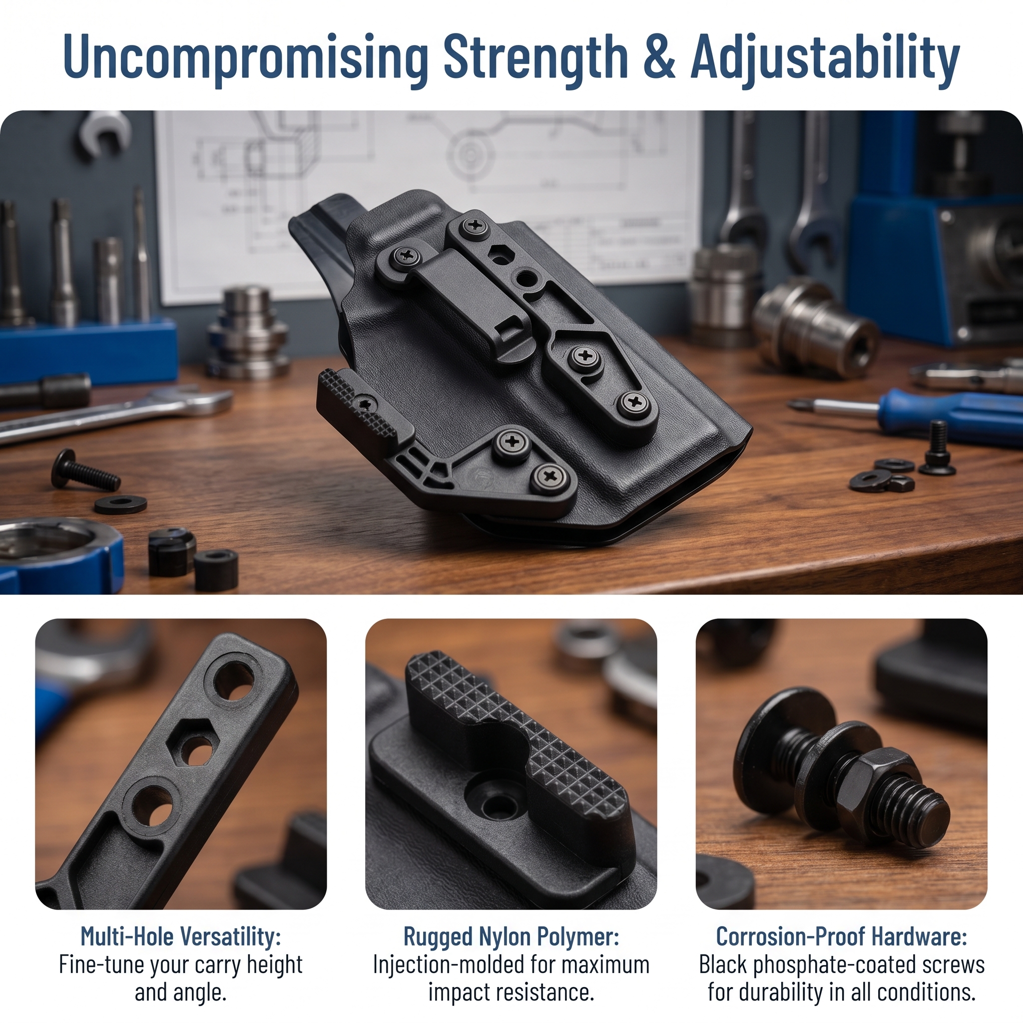 Edc Carry Positions - Adjustable Polymer Knife Holster Multi-Position Carry